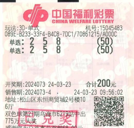 今日中国福利3D开奖号码揭秘，公益与幸运的完美碰撞
