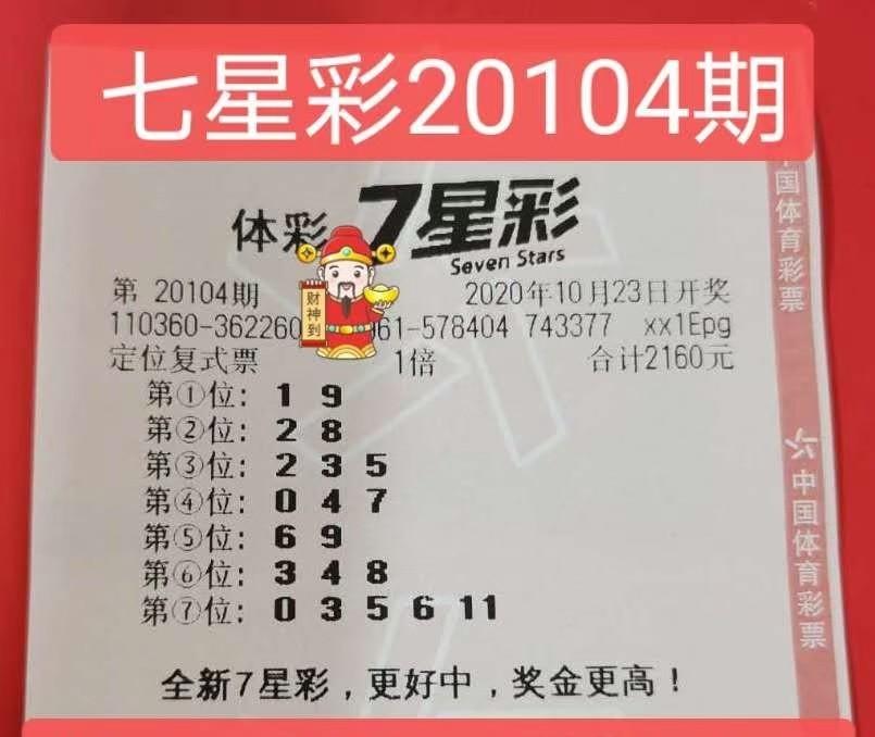 揭秘体彩七星彩第104期开奖结果，数字背后的幸运与期待